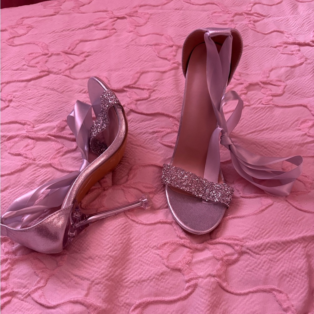 Elegant Pink Satin Women's Heels